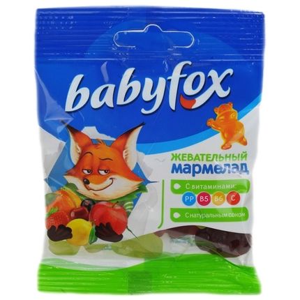 Жевательный мармелад baby fox с витаминами ассорти вкусов 70г