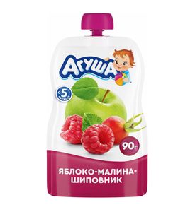 Агуша Пюре фруктовое Яблоко-Малина-Шиповник 90г