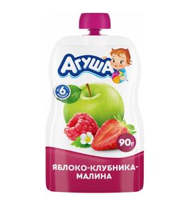 Агуша Пюре фруктовое Яблоко-Клубника-Малина 90г