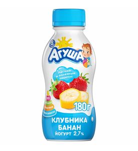 Йогурт Агуша 2,7% бут 180г Клубника-Банан
