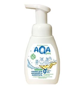 AQA baby Пенка для купания и шампунь для сухой и чувствительной кожи  с маслами 250 мл