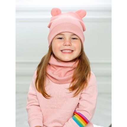 Carrot 10002216 Комплект: шапка с ушками + снуд (розовая пудра)