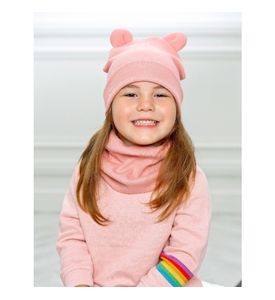 Carrot 10002216 Комплект: шапка с ушками + снуд (розовая пудра)
