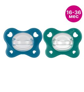 CHICCO Пустышка сил. PHYSIOFORMA DUAL SOFT blue, 16-36 мес, 2 шт