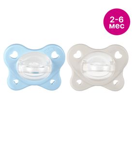CHICCO Пустышка сил. PHYSIOFORMA DUAL SOFT blue, 2-6 мес, 2 шт