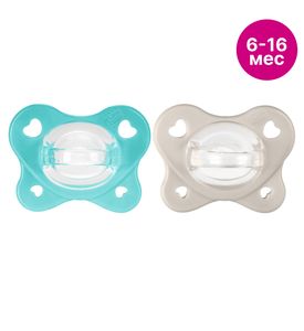 CHICCO Пустышка сил. PHYSIOFORMA DUAL SOFT blue, 6-16 мес, 2 шт