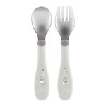 CHICCO Набор столовых приборов Metal Cutlery 18м+ (ложка, вилка), серый