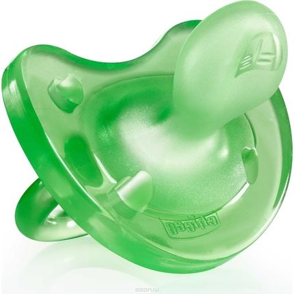 CHICCO Пустышка силиконовая Physio Soft,  6-12м, зеленая