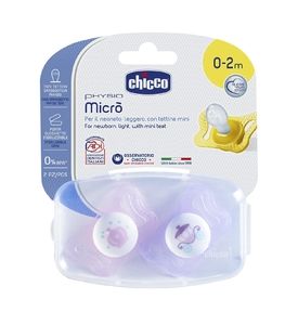 CHICCO Пустышка силиконовая Micro, 0-2м, №2 для принцессы, ри. карета, нейтрал.