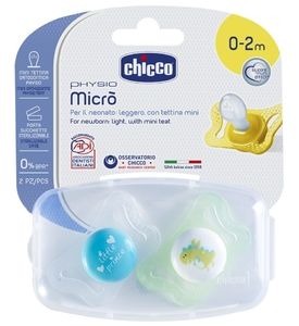 CHICCO Пустышка силиконовая Micro, 0-2м, №2 для принца рис. динозавр, нейтральный