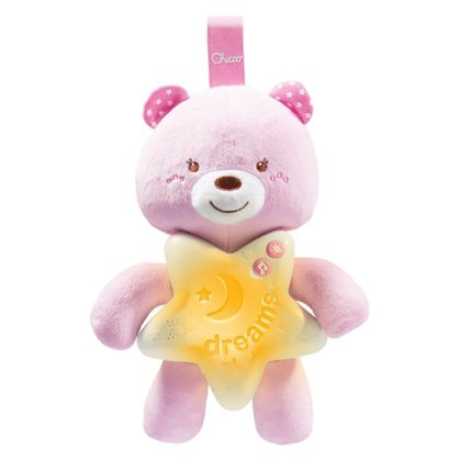 Chicco Игрушка подвеска набивная музыкальная "Медвежонок" розовый