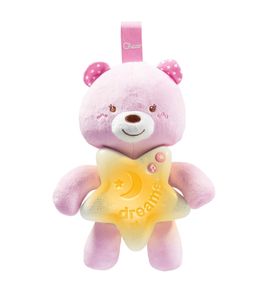 Chicco Игрушка подвеска набивная музыкальная "Медвежонок" розовый