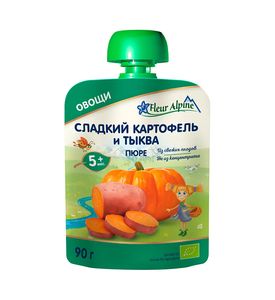 Флёр Альпин - пюре сладкий картофель-тыква (пауч), 5 мес., 90г