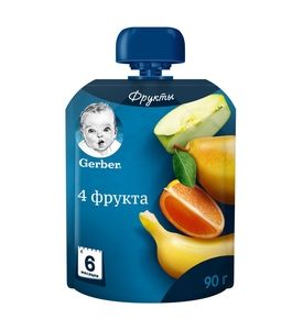 Gerber® Фруктовое пюре 4 фрукта, 90гр