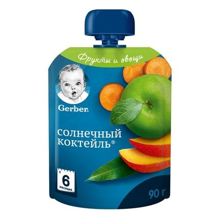 Gerber® Фруктово-овощное пюре Солнечный коктейль, 90гр