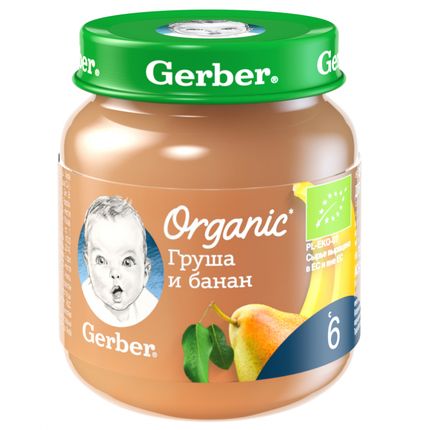 Gerber Organic «Груша и банан» 125г