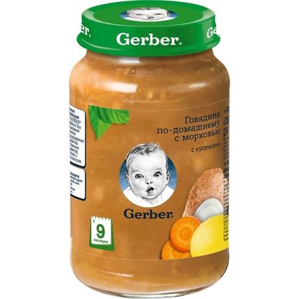 Gerber® Говядина по-домашнему с морковью, 200гр