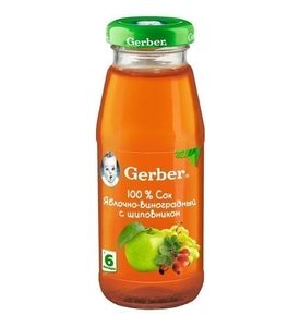 Gerber® Сок яблочно-виноградный с шиповником осветленный, 175мл