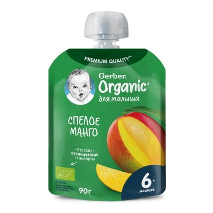 Gerber® пюре серии Organic, спелое манго 90гр