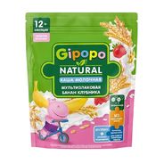GIPOPO Каша пауч молочная Мультизлаковая кусочки банан, клубника 200г