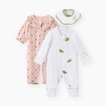 Happy Baby, Набор детский: пижамный комбинезон (2 шт) и нагрудный фартук (бело-розовый)