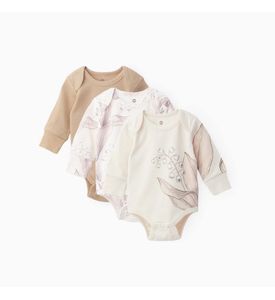 Happy baby 90112, Боди с длинным рукавом (набор 3 шт.) (beige, pink, milky)