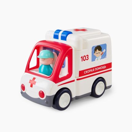 Happy Baby 331892, Игрушка скорая помощь AMBULANCE (white)