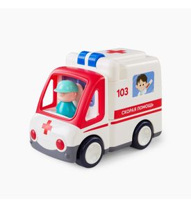 Happy Baby 331892, Игрушка скорая помощь AMBULANCE (white)