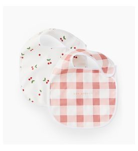 Happy baby Нагрудный фартук на кнопке, 2шт (checkered pattern and cherry)