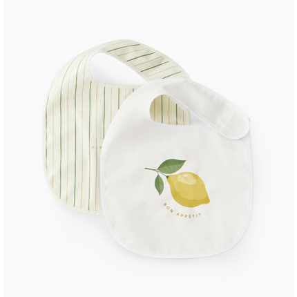 Happy baby, Нагрудный фартук на кнопке, 2шт (stripes and lemon) Happy baby, Нагрудный фартук на кнопке, 2шт (stripes and lemon)