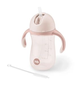 Happy Baby 14010, Поильник с трубочкой и ручками 260мл. 2.0 (pink)