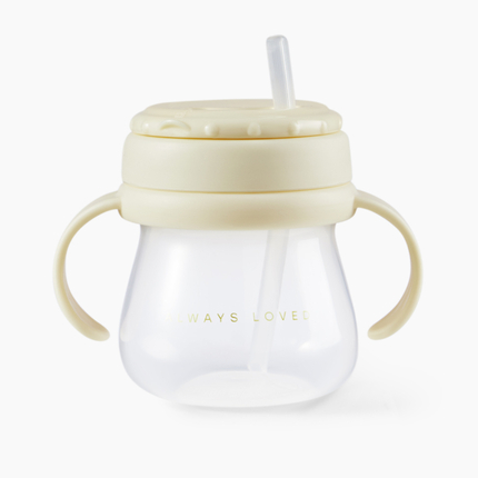 Happy baby 14012, Поильник с трубочкой и ручками 250мл. (cream)