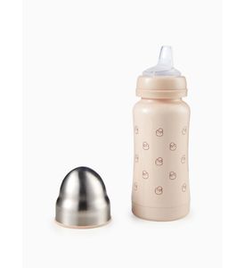 Happy Baby 10025, Термобутылочка с силиконовой соской и соской-поильником, 200 мл. (sand)