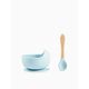 Happy Baby 15064, Набор посуды для детей: миска на присоске и ложка (light blue)