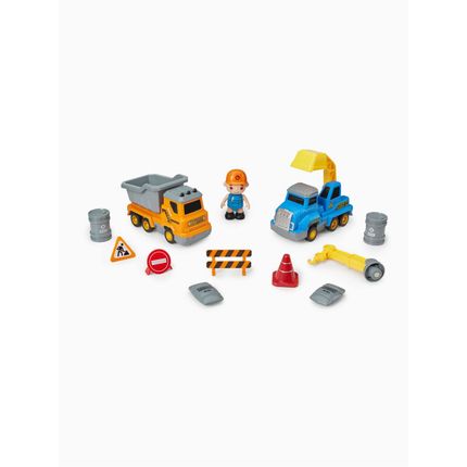 Happy baby 331870, Игрушечная дорожная техника с аксеcс. MAGNETIC ENGINEER SET (blue and yellow)