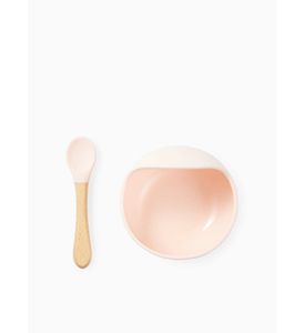 Happy Baby 15064, Набор посуды для детей: миска на присоске и ложка (light pink)