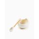 Happy Baby 15064, Набор посуды для детей: миска на присоске и ложка (milky)