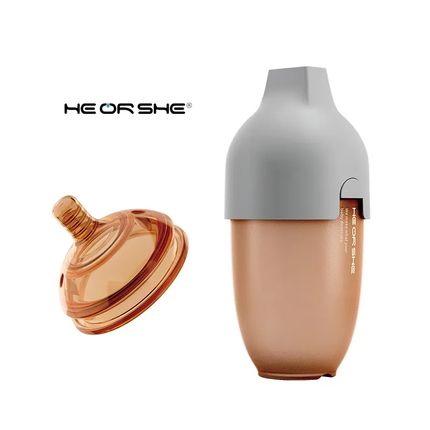 HEORSHE Детская бутылочка из силикона c соской L быстрого потока и крышкой,240 мл 6+ Серая
