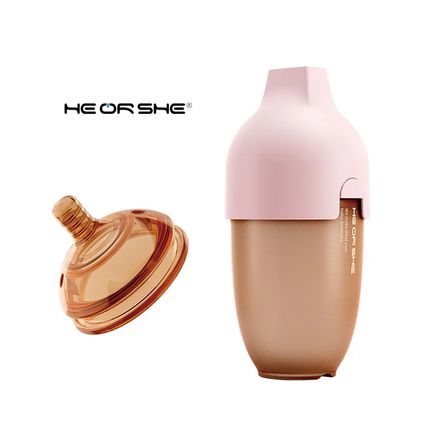 HEORSHE Детская бутылочка из силикона c соской L быстрого потока и крышкой,240 мл 6+ Розовая