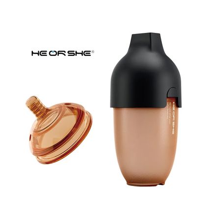 HEORSHE Детская бутылочка из силикона c соской L быстрого потока и крышкой,240 мл 6+ Черная