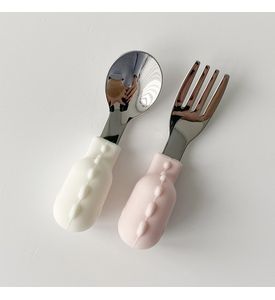 HEORSHE Набор детских вилок и ложек, Pink White