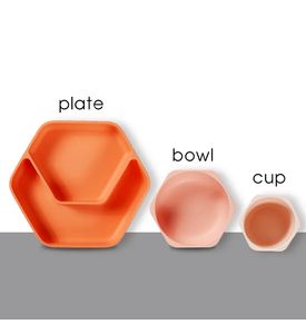 HEORSHE Набор посуды из силикона, из 3 предметов, Розовый 6м+