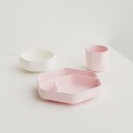HEORSHE Набор для кормления малышей (чашка, миска, тарелка), (HOS-02-012 (PW)) PINK WHITE