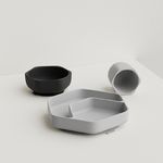 HEORSHE Набор для кормления малышей (чашка, миска, тарелка),(HOS-02-012 (GB)) GREY BLACK