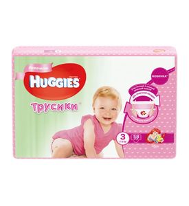 Huggies Трусики девочка 3 (58шт) 7-11кг