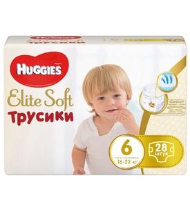 Huggies "Elite Soft" Трусики-подгузники 6 (28шт)  16-22кг