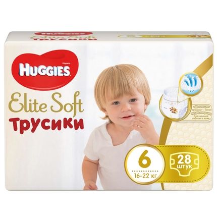 Huggies "Elite Soft" Трусики-подгузники 6 (28шт)  16-22кг
