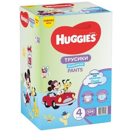 Huggies Подгузники-трусики для Мальчиков 4 9-14кг 104шт BOX