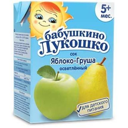 Осветленный сок "Бабушкино Лукошко" - Яблоко-груша, 200 мл