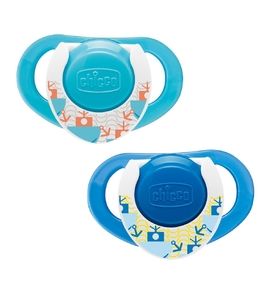 Пустышки Chicco Physio "Морская" латексные, синие, 12+ (2 шт)